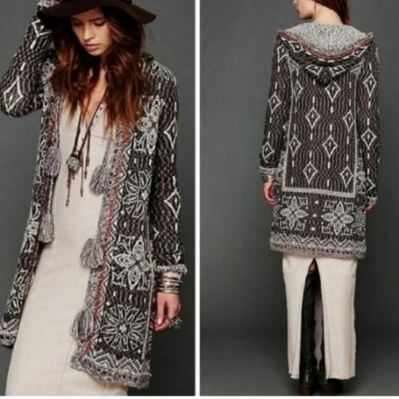 Free People Kai Pom Tapestry XS Cardigan Sweater - Picture 1 of 14